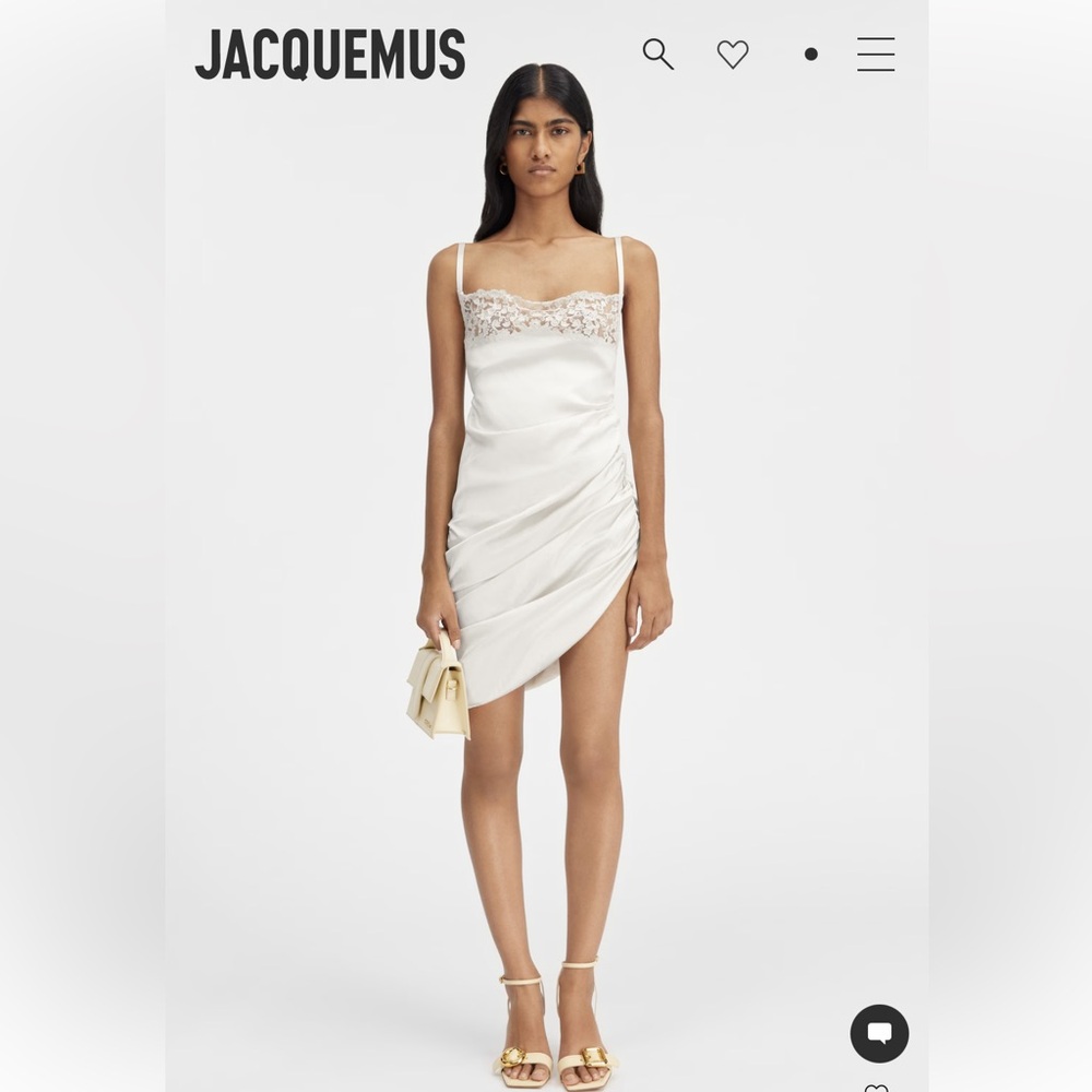 NWT! Jacquemus short satin dress with a beautiful vintage like lace neckline